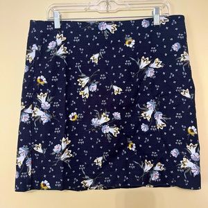 Loft size 12 navy floral skirt